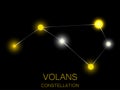 Volans constellation. Bright yellow stars in the night sky. A cluster of stars in deep space, the universe. Vector illustration Royalty Free Stock Photo