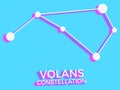 Volans constellation 3d symbol. Constellation icon in isometric style on blue background. Cluster of stars and galaxies. Vector Royalty Free Stock Photo