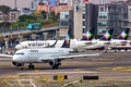 Volaris Airbus A320 airplanes Mexico City airport in Mexico Royalty Free Stock Photo