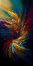 Volatile Archangel Clash: A Bold and Colorful Canvas of Swirling Oil Depth and Torn Brushwork