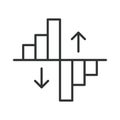 Volatility icon in line design. volatility, risk, drawdown, variance, swings, exposure, hedging on white background vector Royalty Free Stock Photo