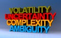 volatility uncertainty complexity ambiguity on blue Royalty Free Stock Photo