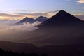 Volcan Acatenango and Volcan Fuego at Sunset Royalty Free Stock Photo