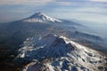 Volcanes Popocatepetl and Iztaccihuatl, Mexico. View from plain. Royalty Free Stock Photo