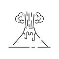 Volcanic activity linear icon. Volcanic eruptions are major source of natural pollution problem. Natural disaster Royalty Free Stock Photo