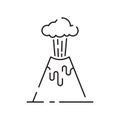 Volcanic activity linear icon. Volcanic eruptions are major source of natural pollution problem. Natural disaster Royalty Free Stock Photo