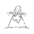 Volcanic activity linear icon. Volcanic eruptions are major source of natural pollution problem. Natural disaster Royalty Free Stock Photo