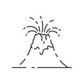 Volcanic activity linear icon. Volcanic eruptions are major source of natural pollution problem. Natural disaster Royalty Free Stock Photo