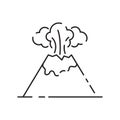 Volcanic activity linear icon. Volcanic eruptions are major source of natural pollution problem. Natural disaster Royalty Free Stock Photo