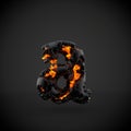 Volcanic alphabet letter A lowercase isolated on black background. Royalty Free Stock Photo