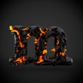 Volcanic alphabet letter M lowercase isolated on black background. Royalty Free Stock Photo