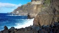 Volcanic beach of Ponta do Escalvado on the Atlantic Ocean on the island of Sao Miguel Azores Royalty Free Stock Photo