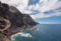 Volcanic Coastline and cliffs in Tijarafe, La Palma, Canary islands, Spain.