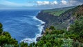 Volcanic coastline in Terceira, wide angle