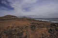 Volcanic coasts of Lanzarote, covered with lava, stormy Royalty Free Stock Photo
