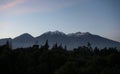 Volcanic complex stratovolcano lava dome Chachani seen from andes city Arequipa Peru