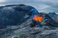 Volcanic eruption with some lava flow Royalty Free Stock Photo