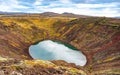 Volcanic crater Kerid with blue lake inside, Iceland tourist attraction Royalty Free Stock Photo