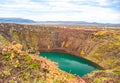 Volcanic crater Kerid with blue lake inside, Iceland tourist attraction Royalty Free Stock Photo