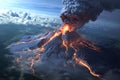 Volcanic eruption with ash and smoke Royalty Free Stock Photo