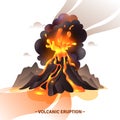 Volcanic Eruption Cartoon Illustration