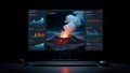 Volcanic Eruption Data Visualization on a Computer Screen Royalty Free Stock Photo