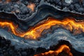 Volcanic eruption detail with molten lava and ash layers natural wallpaper background Royalty Free Stock Photo