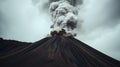 Volcanic Eruption: Dramatic Ash Cloud Over Mountain Landscape Royalty Free Stock Photo