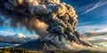 Volcanic Eruption A Dramatic Display of Nature\'s Power, Volcano, Eruption, Ash Cloud, Landscape Royalty Free Stock Photo