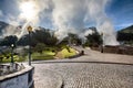 Volcanic eruption of hot steam in Furnas, Sao Miguel island, Azores archipelago Royalty Free Stock Photo