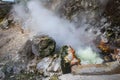 Volcanic eruption of hot steam in Furnas, Sao Miguel island, Azores archipelago Royalty Free Stock Photo