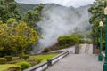 Volcanic eruption of hot steam in Furnas, Sao Miguel island, Azores archipelago Royalty Free Stock Photo