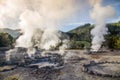 Volcanic eruption of hot steam in Furnas, Sao Miguel island, Azores archipelago Royalty Free Stock Photo