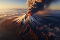 Volcanic eruption in Kamchatka, Russia. Sunrise, Karimskiy volcano. Volcanic eruption in Kamchatka, ash flow and destroyed, AI Royalty Free Stock Photo