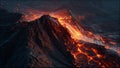 Volcanic Eruption Landscape with Lava Flow Royalty Free Stock Photo