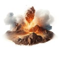 Volcanic eruption with lava smoke and ash spewing from a mountain peak Royalty Free Stock Photo