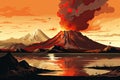 volcanic eruption in nature landscape AI generated