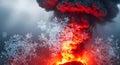 Volcanic Eruption and Snowflakes: A Striking Contrast of Fire and Ice Elements Royalty Free Stock Photo