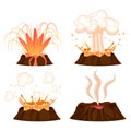 Volcanic Eruption Stages Illustrations Collection
