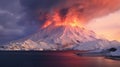 Volcanic Eruption At Sunrise: A Stunning Arctic Beach Landscape