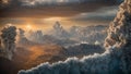 Volcanic eruption at sunset