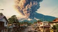 Volcanic eruption in the town of Ometepe, Nicaragua. Generative AI