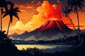 volcanic eruption in tropical nature landscape AI generated
