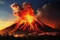 Volcanic eruptions at active volcano, with molten lava. AI Generated