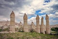 Hilly landscape. Goreme, Cappadocia - landmark attraction in Turkey Royalty Free Stock Photo