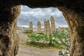 Hilly landscape. Goreme, Cappadocia - landmark attraction in Turkey Royalty Free Stock Photo