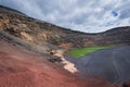 Volcanic green lake El charco de los clicos in Lanzarote, Canary islands, Spain.