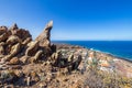 Volcanic hills on Tenerife with view on the ocean