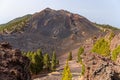 Volcanic landscape along Ruta de los Volcanes, beautiful hiking path over the volcanoes, La Palma, Canary Islands