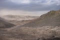 Volcanic landscape during ash storm on the Fimmvorduhals hiking trail. Iceland Royalty Free Stock Photo